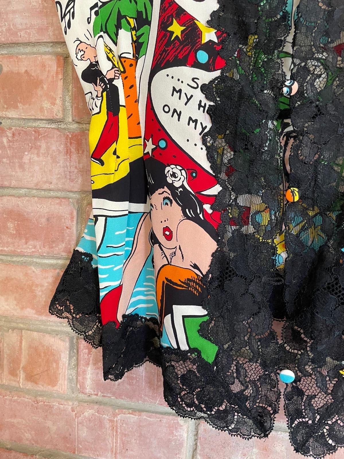 Dolce & Gabbana 90s/2000s top with pop art style comic strip pattern 2