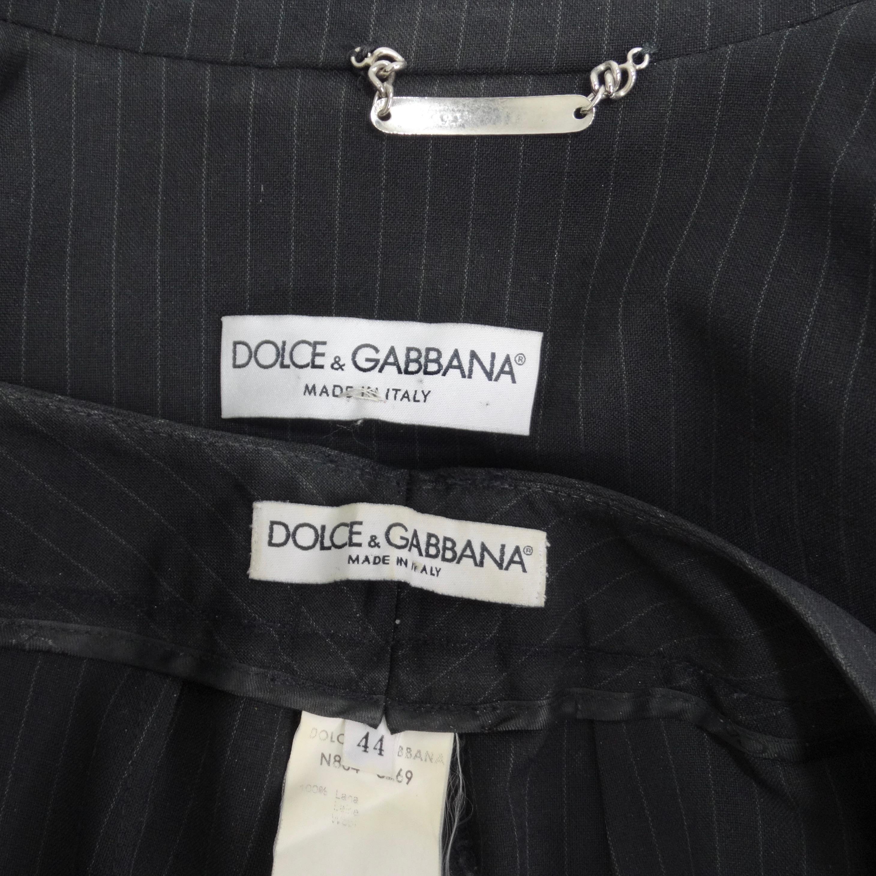 Dolce & Gabbana 90s Pinstripe Blazer Suit For Sale 8