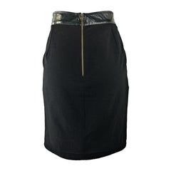 Dolce & Gabbana - 90s Vintage Black Wool Skirt with Latex Belt  Size 6US 38EU