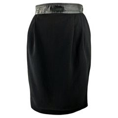 Dolce & Gabbana - 90s Retro Black Wool Skirt with Latex Belt  Size 6US 38EU