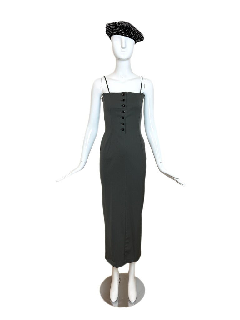 DOLCE and GABBANA 90's Vintage Crystal Strap Button Dress For Sale at  1stDibs