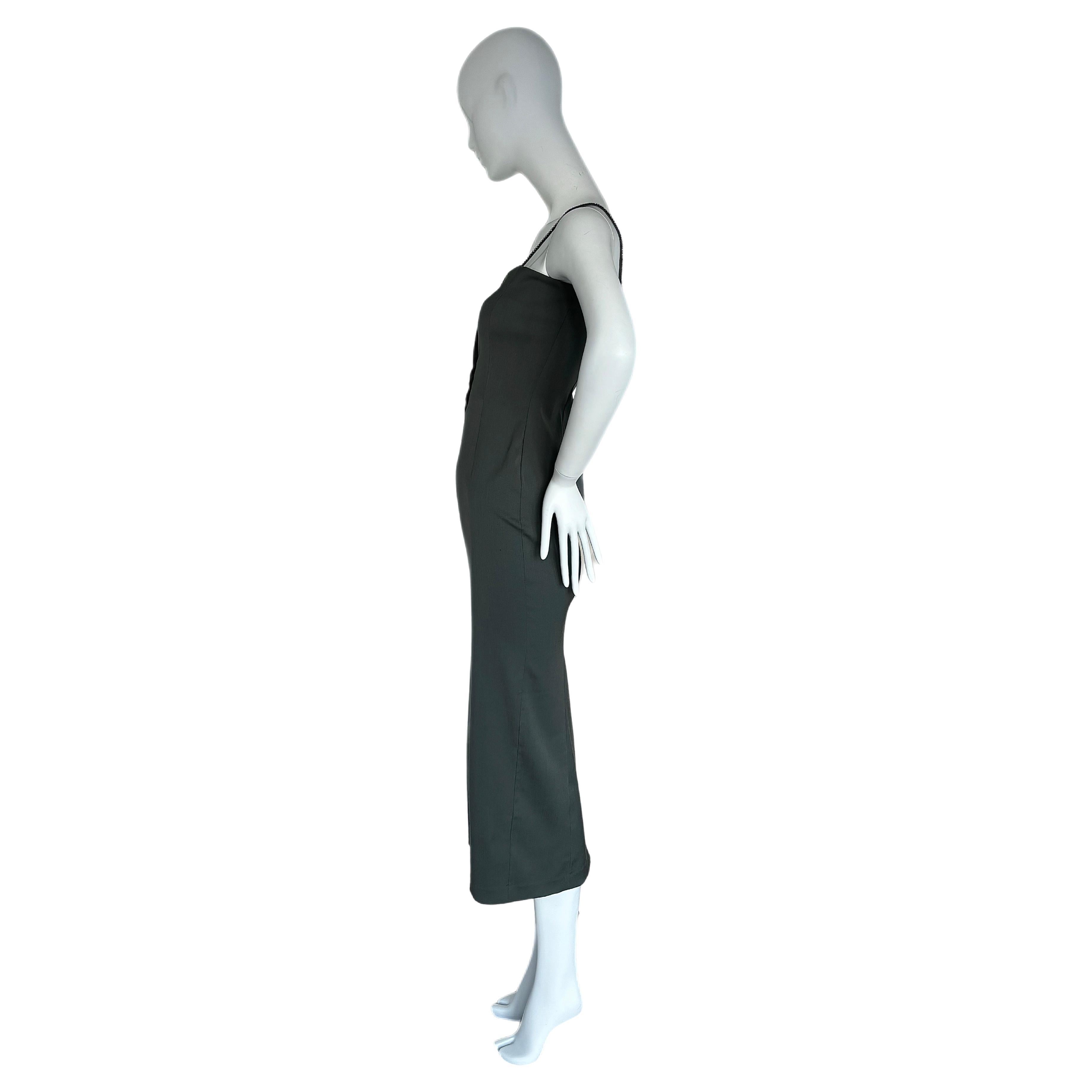 DOLCE & GABBANA 90er Jahre Vintage Kristallriemen-Kleid mit Knopfleiste