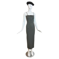 DOLCE & GABBANA 90's Vintage Gray Green Crystal Pencil Dress
