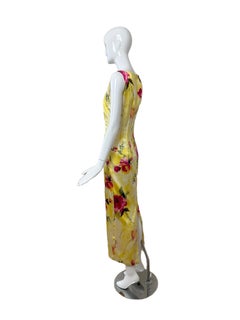 DOLCE & GABBANA 90's Vintage Yellow Floral Boned Maxi Dress