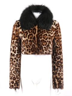 DOLCE & GABBANA A/W 2007 Leopard Print Marmot & Fox Fur Collar Cropped Jacket