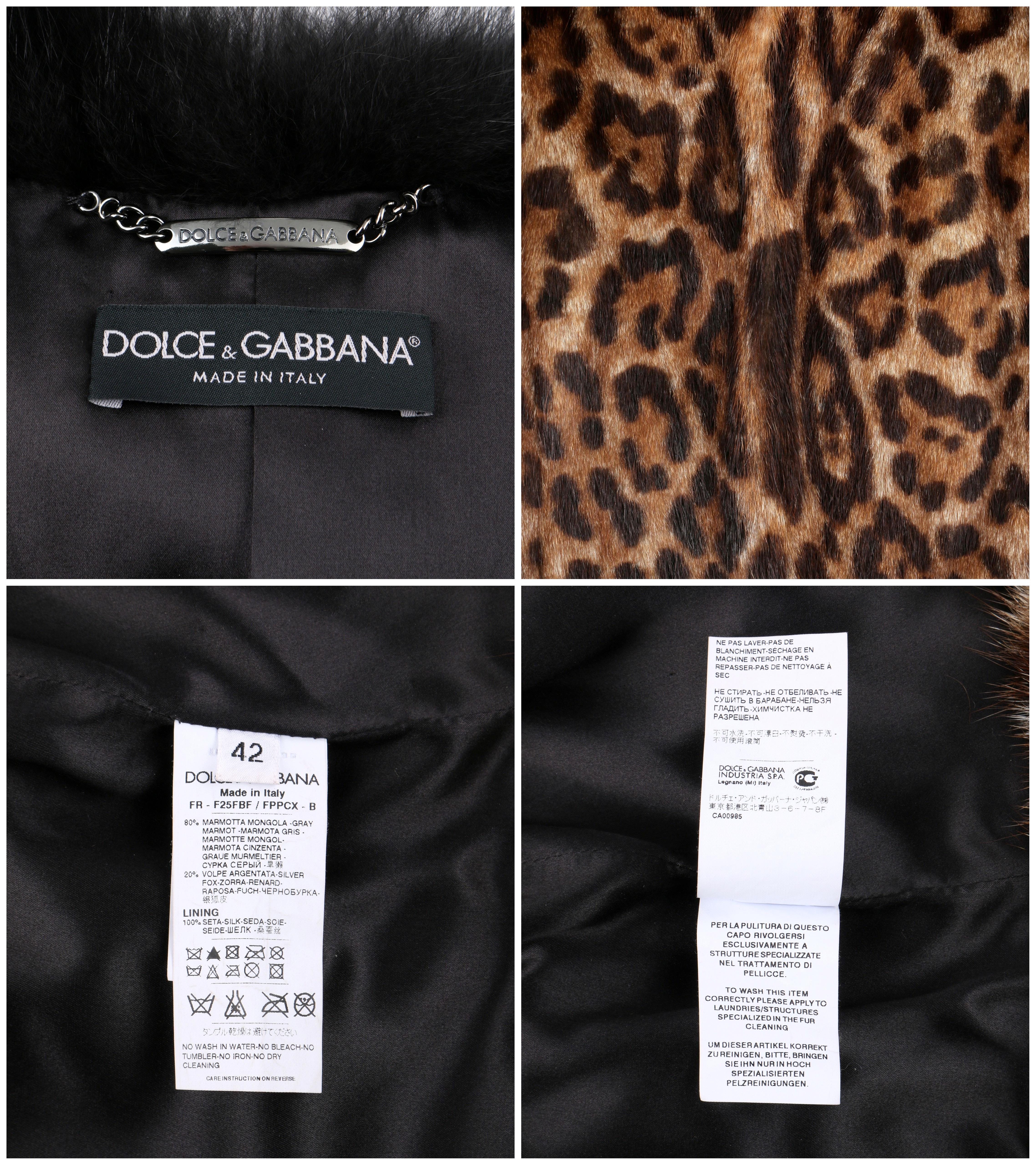 DOLCE & GABBANA A/W 2007 Leopard Print Marmot & Fox Fur Collar Cropped Jacket 1