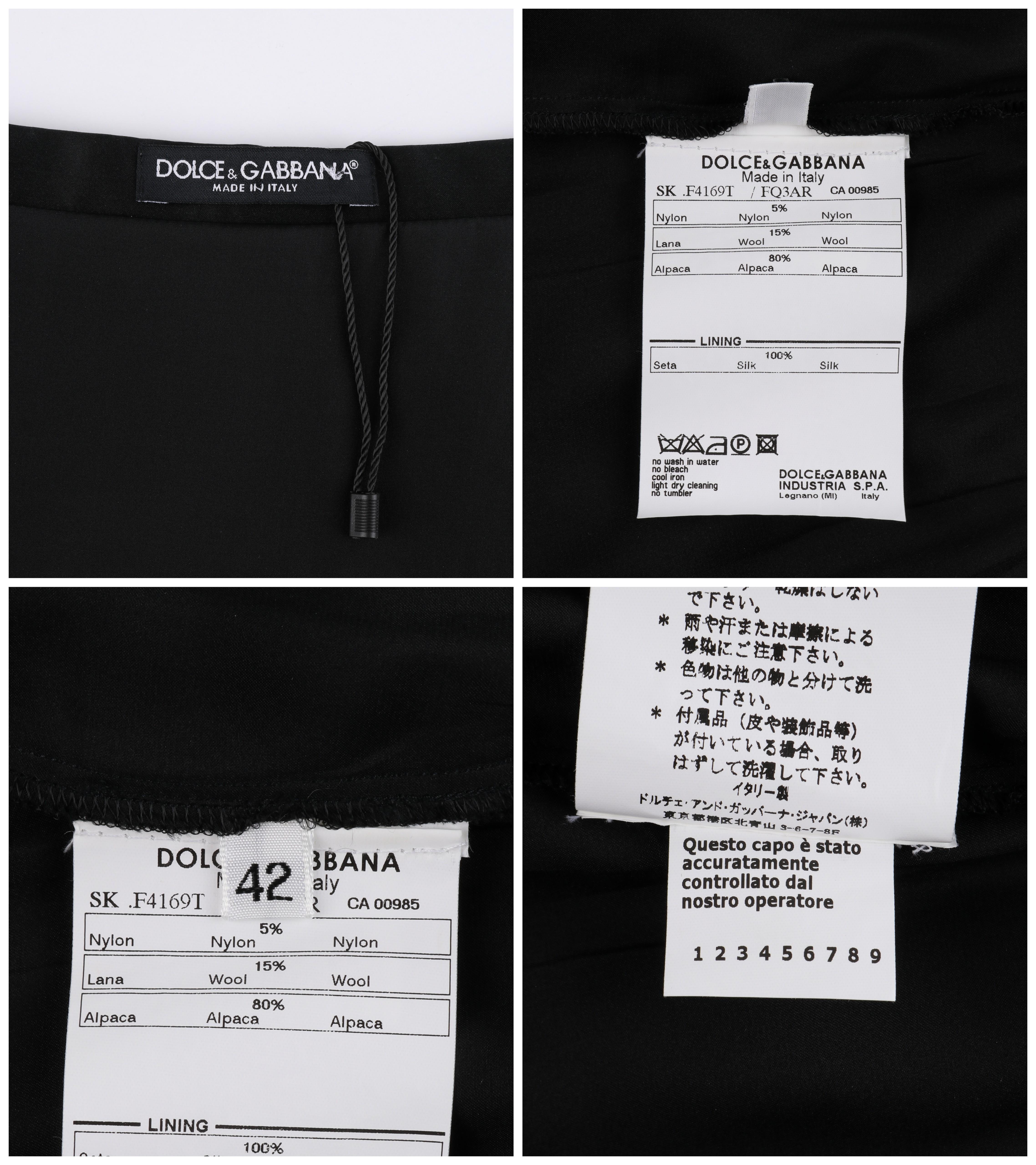 DOLCE & GABBANA A/H 2010 - Jupe fourreau en tweed à carreaux noirs et gris avec bordure en dentelle en vente 2