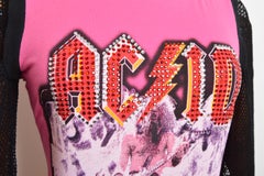 Dolce & Gabbana ACID ROCK Y2K Camiseta de manga larga para bebé con pedrería y malla - Top