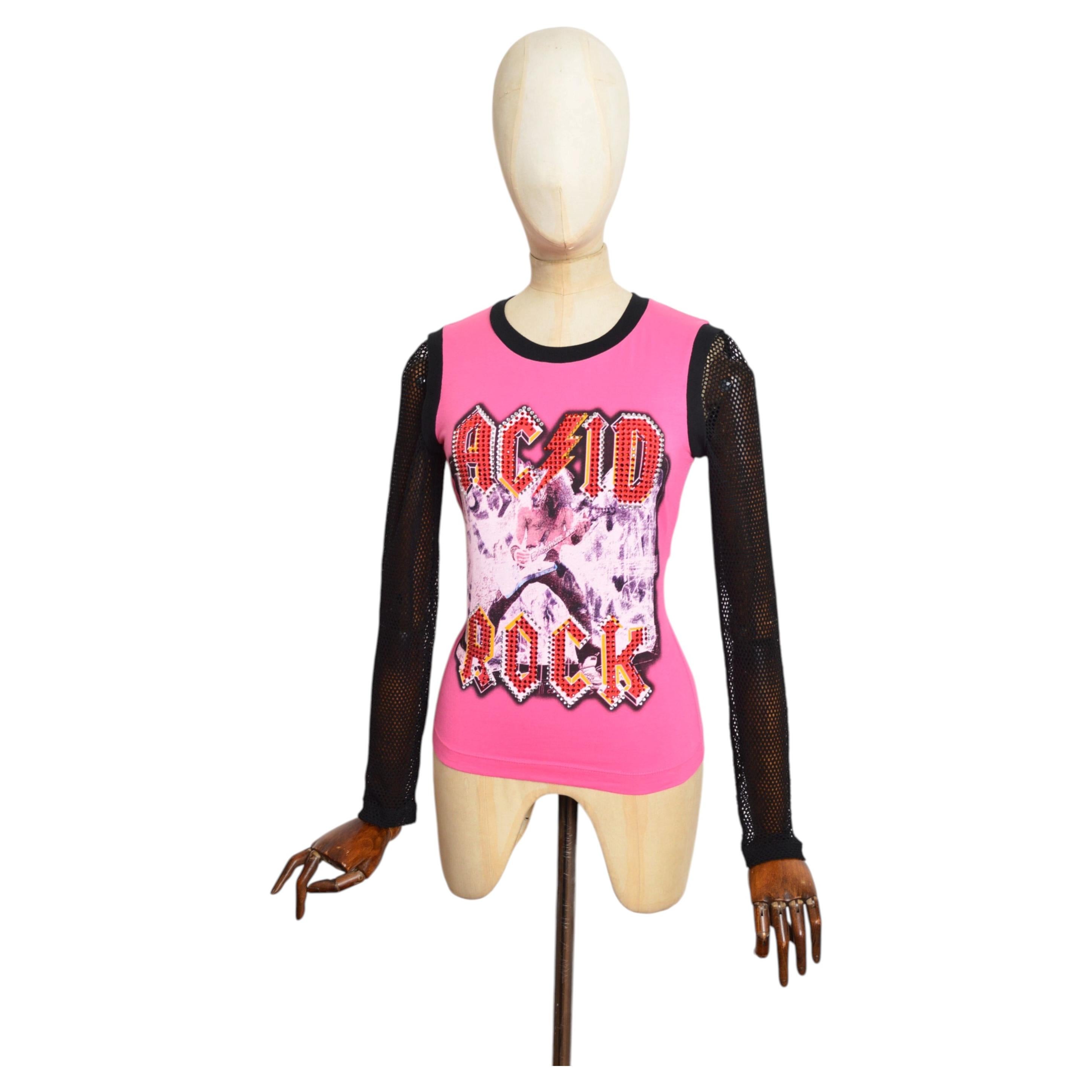 Y2k Dolce and Gabbana Rose bowl Varsity print 2000's Top - Vintage