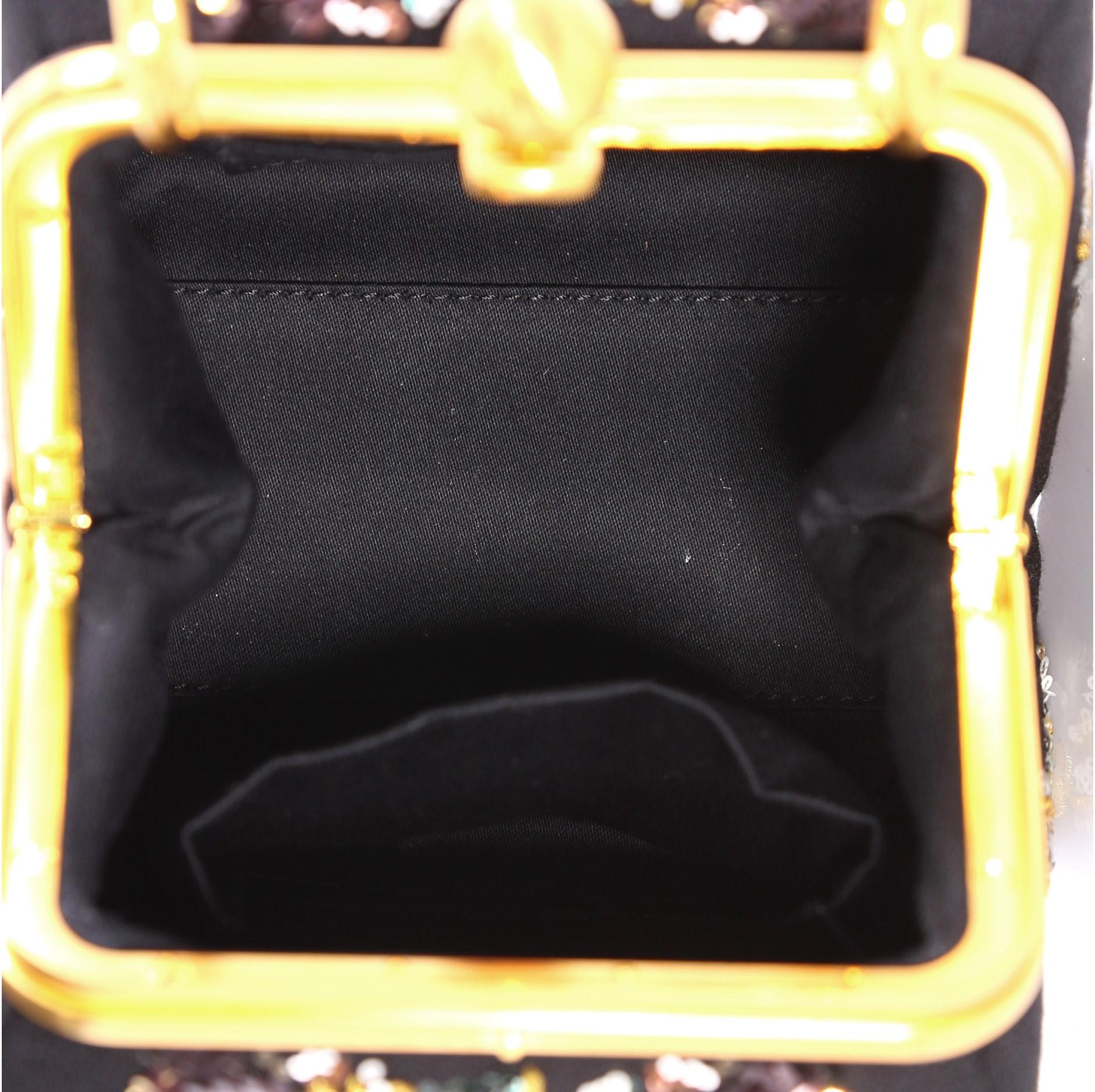 Black Dolce & Gabbana Agata Handbag Embroidered Fabric with Sequins Small