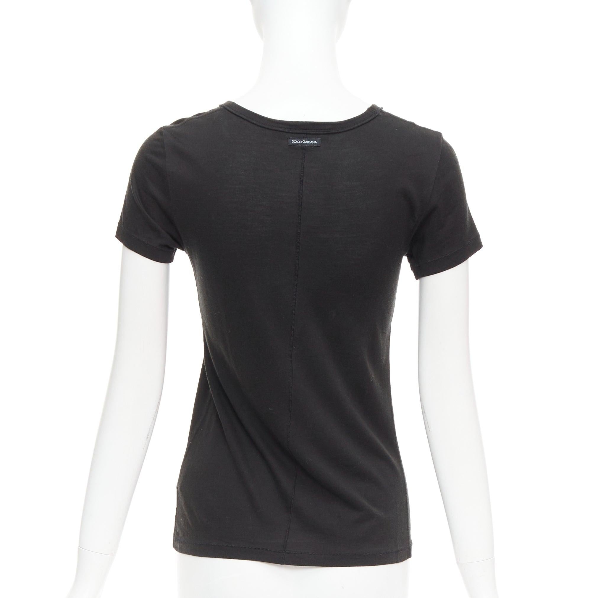 Donna Dolce & Gabbana Al Pacino ritratto nero in seta e cotone, tshirt aderente IT36 XXS in vendita