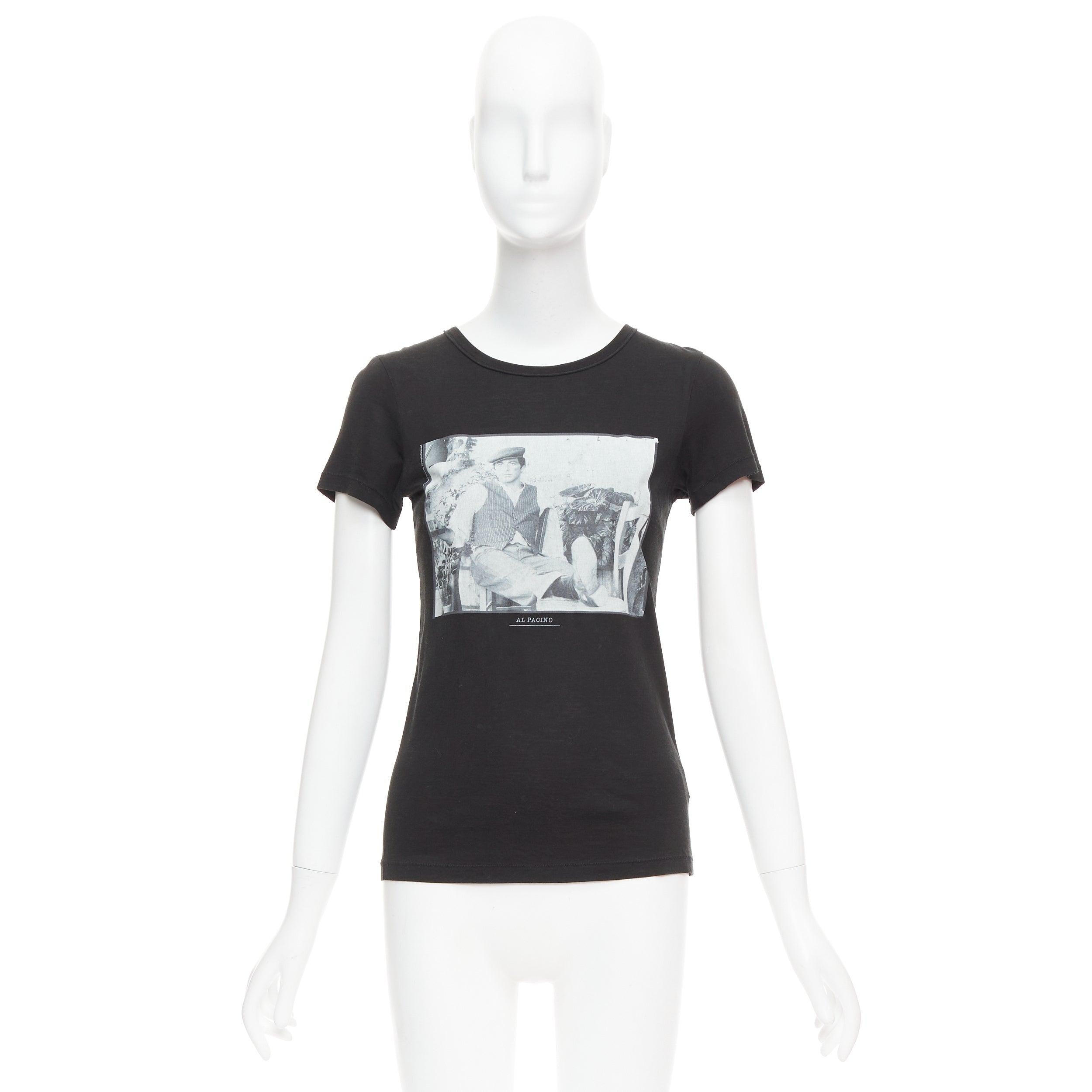 Dolce & Gabbana Al Pacino ritratto nero in seta e cotone, tshirt aderente IT36 XXS in vendita 4