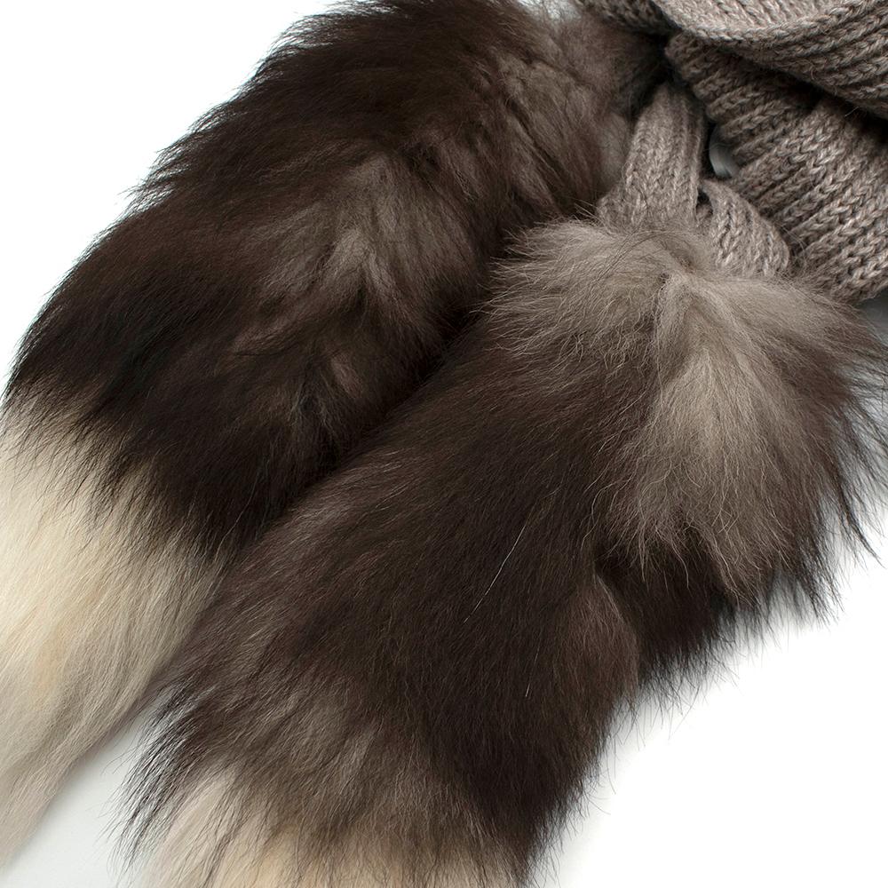 Gray Dolce & Gabbana Alpaca Blend Knit Fox Fur Scarf 