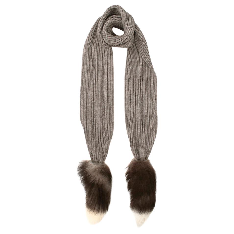 Dolce & Gabbana Alpaca Blend Knit Fox Fur Scarf 