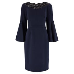 2010s Dolce & Gabbana Alta Moda Navy Dress with Flared Sleeves