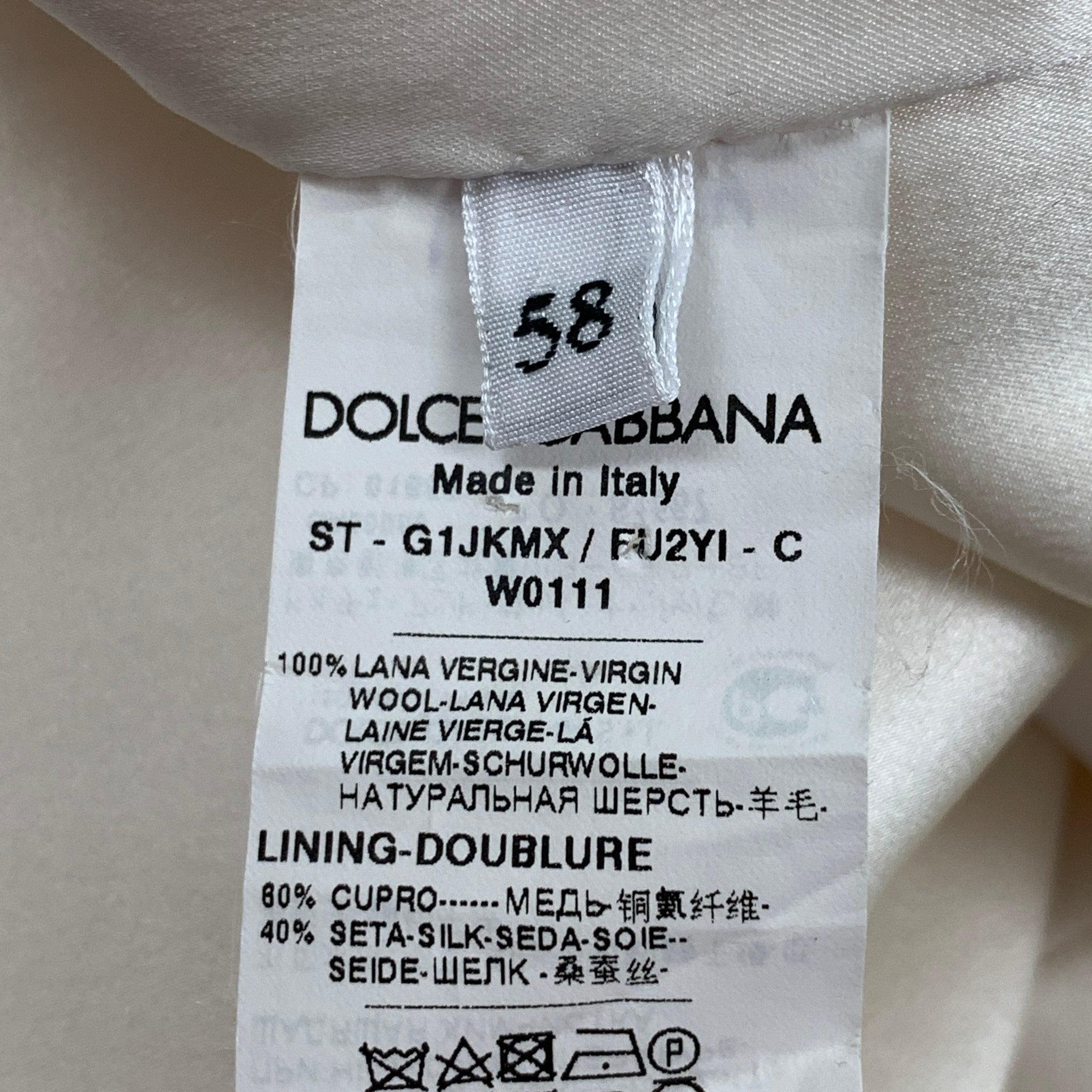 Men's DOLCE & GABBANA Alta Sartoria Size 48 Off White Wool Buttoned Vest For Sale