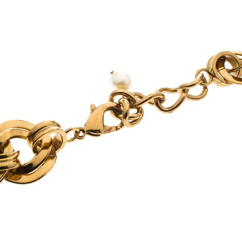 Contemporary Dolce & Gabbana Amore Faux Pearl Gold Tone Necklace