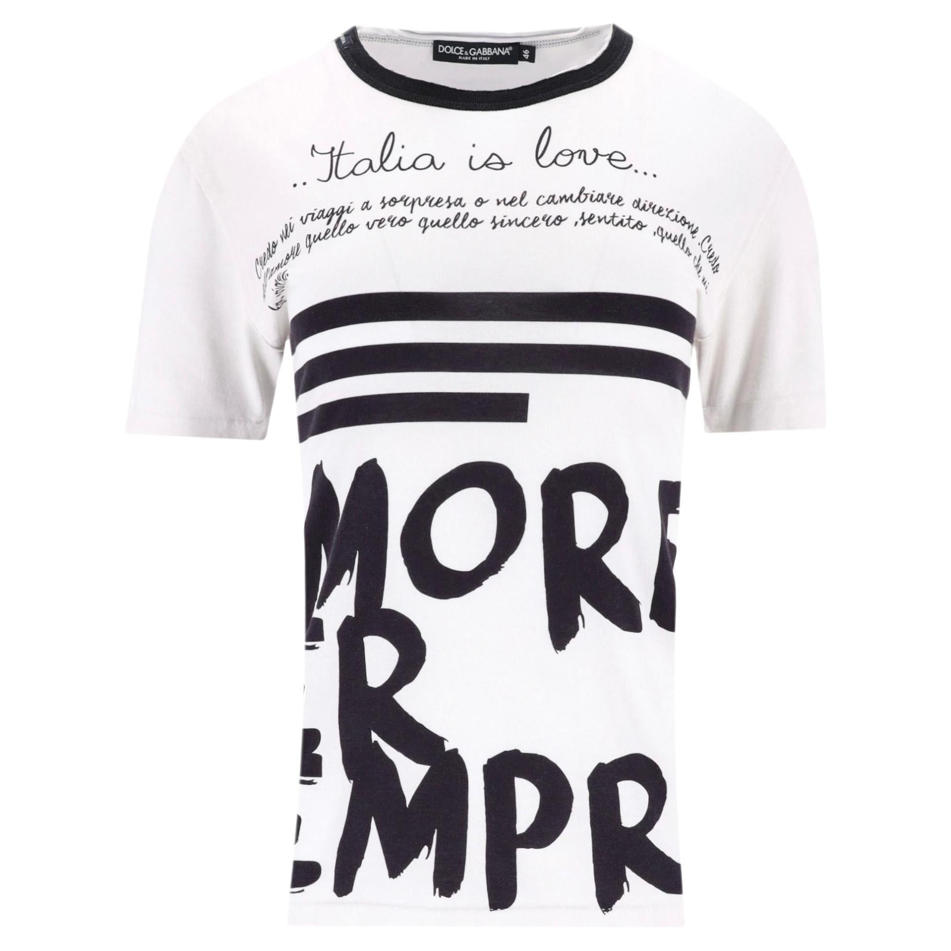 Dolce & Gabbana 'Amore Per Sempre' Cotton T-Shirt For Sale