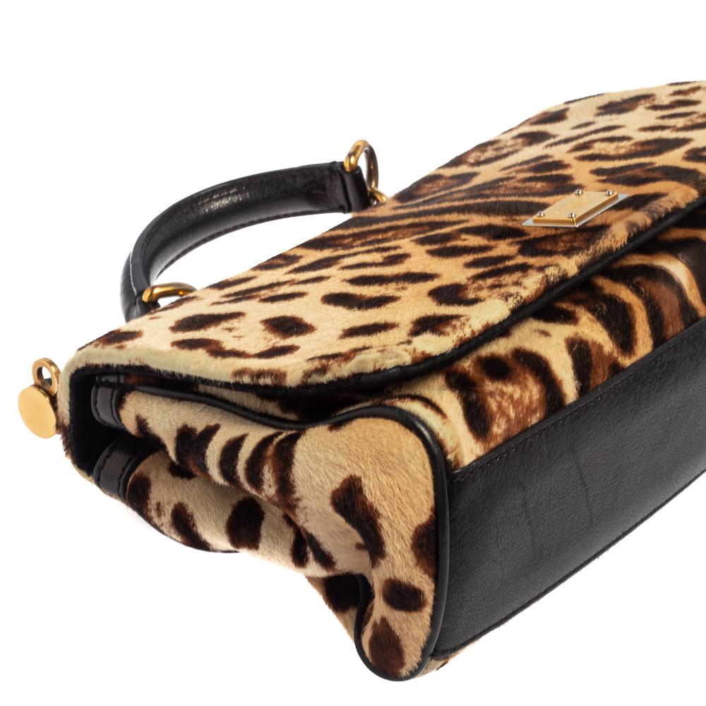 Dolce & Gabbana Animal Print Calf Miss Sicily Top Handle Bag 5