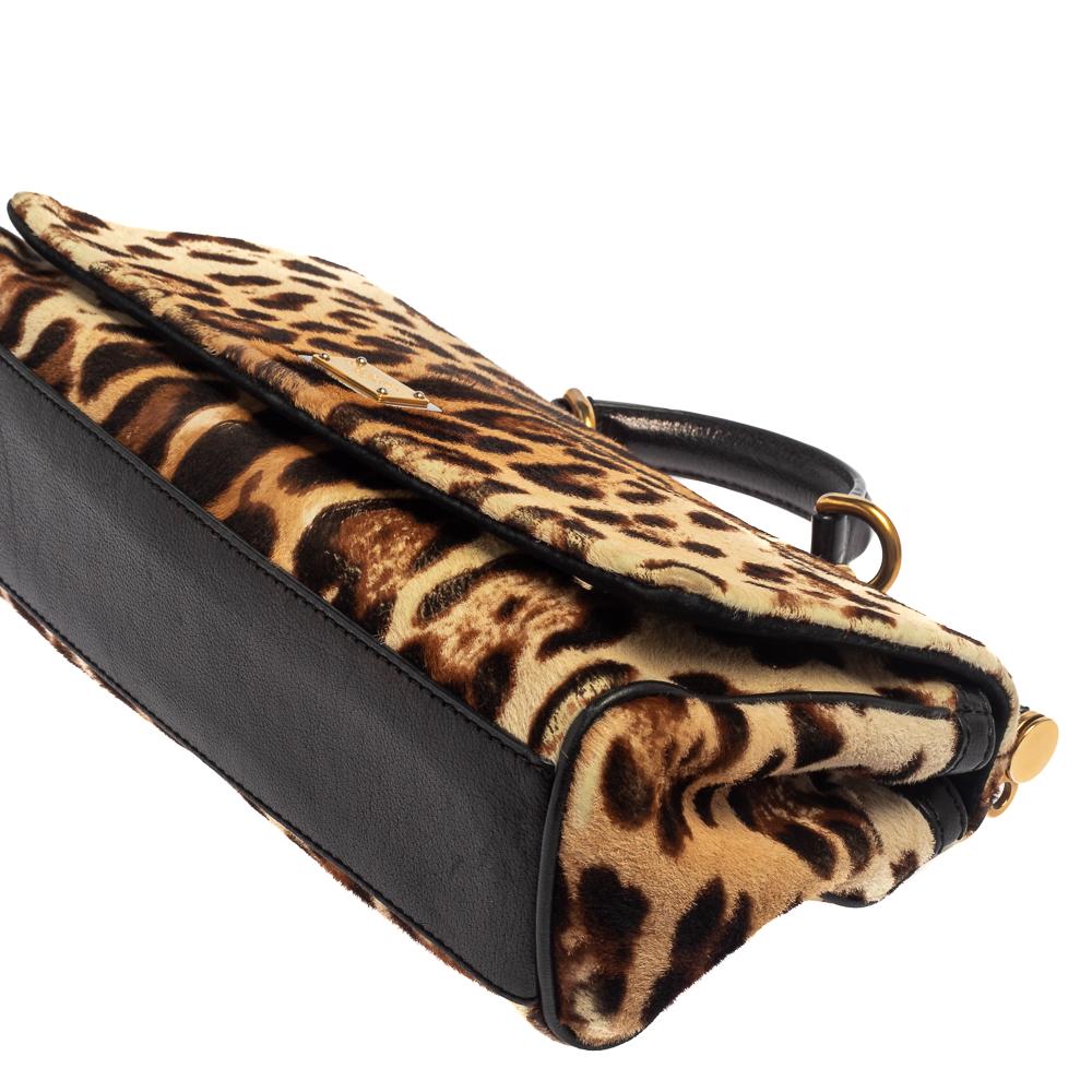 Dolce & Gabbana Animal Print Calf Miss Sicily Top Handle Bag 6