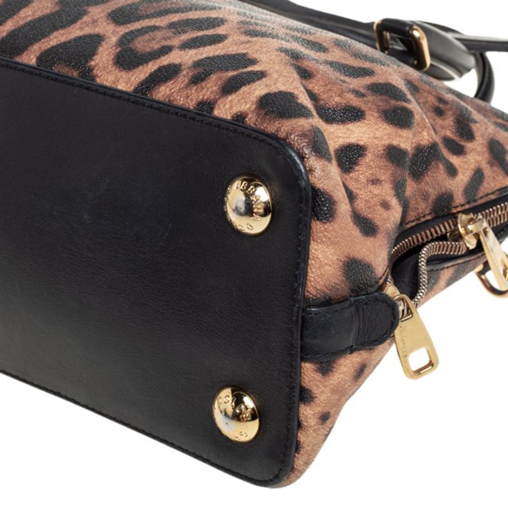 Dolce & Gabbana Animal Print Coated Canvas and Leather Megan Dome Satchel 4
