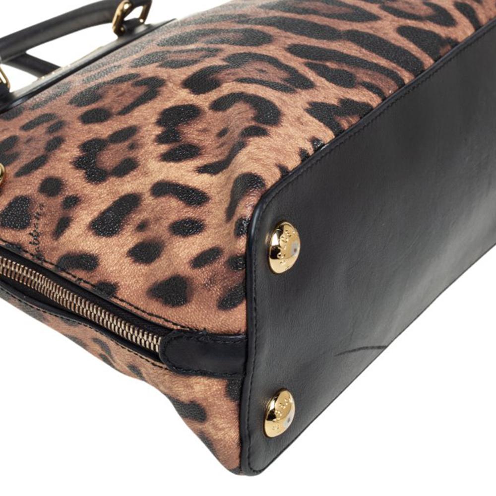Dolce & Gabbana Animal Print Coated Canvas and Leather Megan Dome Satchel 5