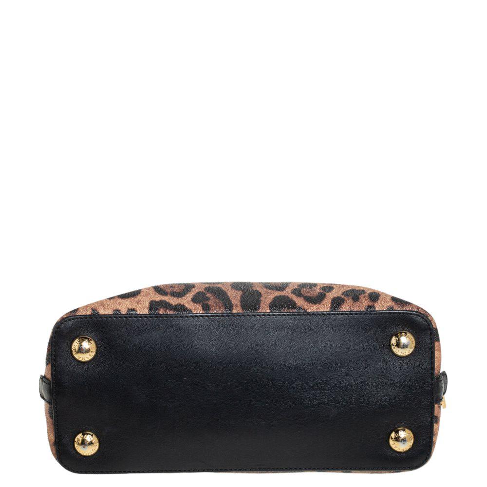 Dolce & Gabbana Animal Print Coated Canvas and Leather Megan Dome Satchel 1