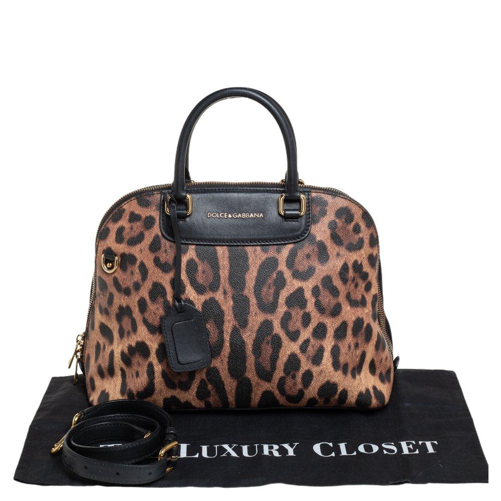 Dolce & Gabbana Animal Print Coated Canvas and Leather Megan Dome Satchel 3