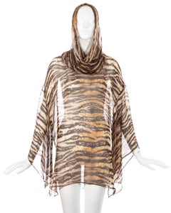 Dolce & Gabbana animal print silk chiffon hooded caftan dress, ss 1996