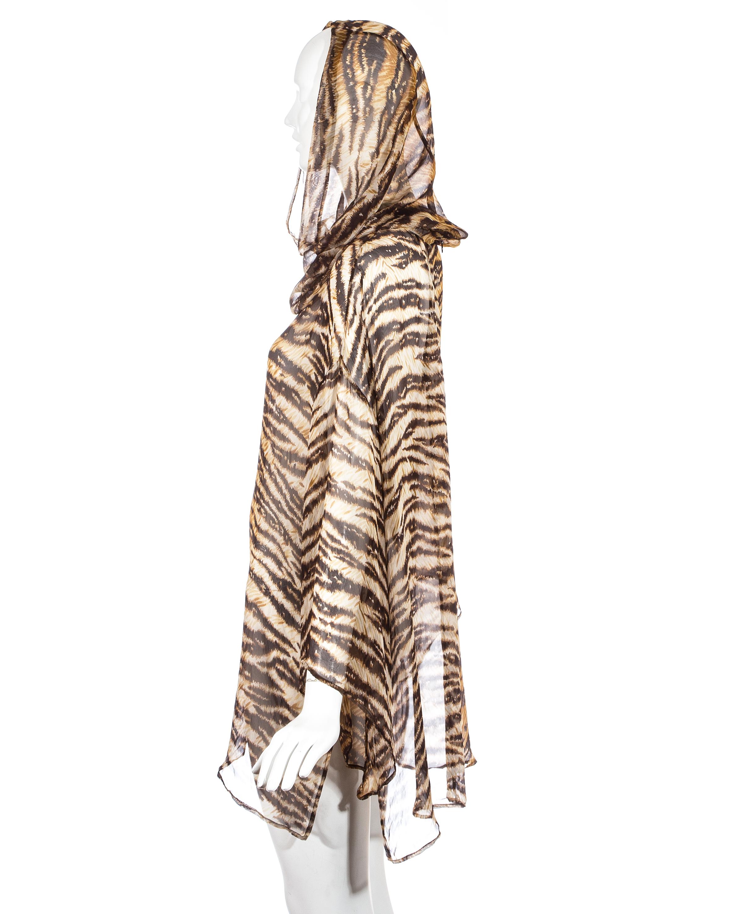 Women's Dolce & Gabbana animal print silk chiffon hooded caftan dress, ss 1996