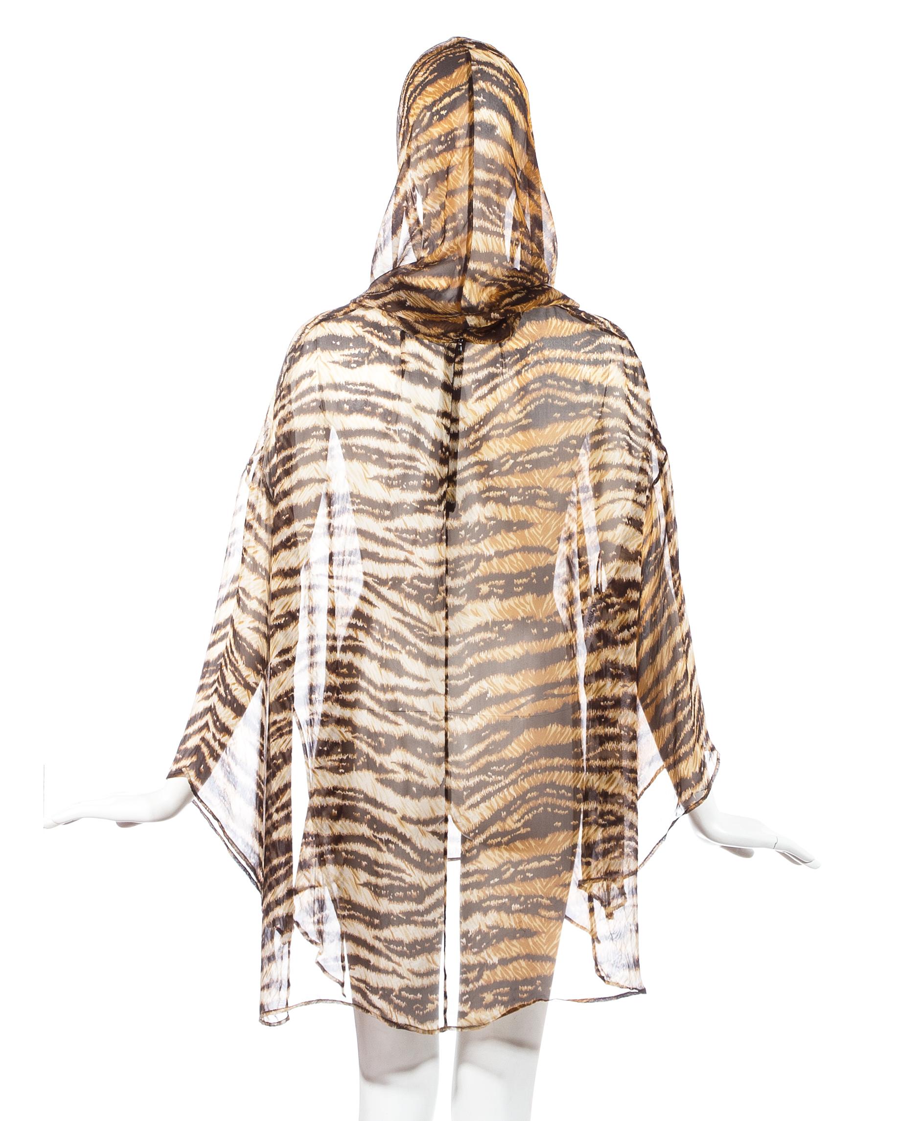 Dolce & Gabbana animal print silk chiffon hooded caftan dress, ss 1996 1