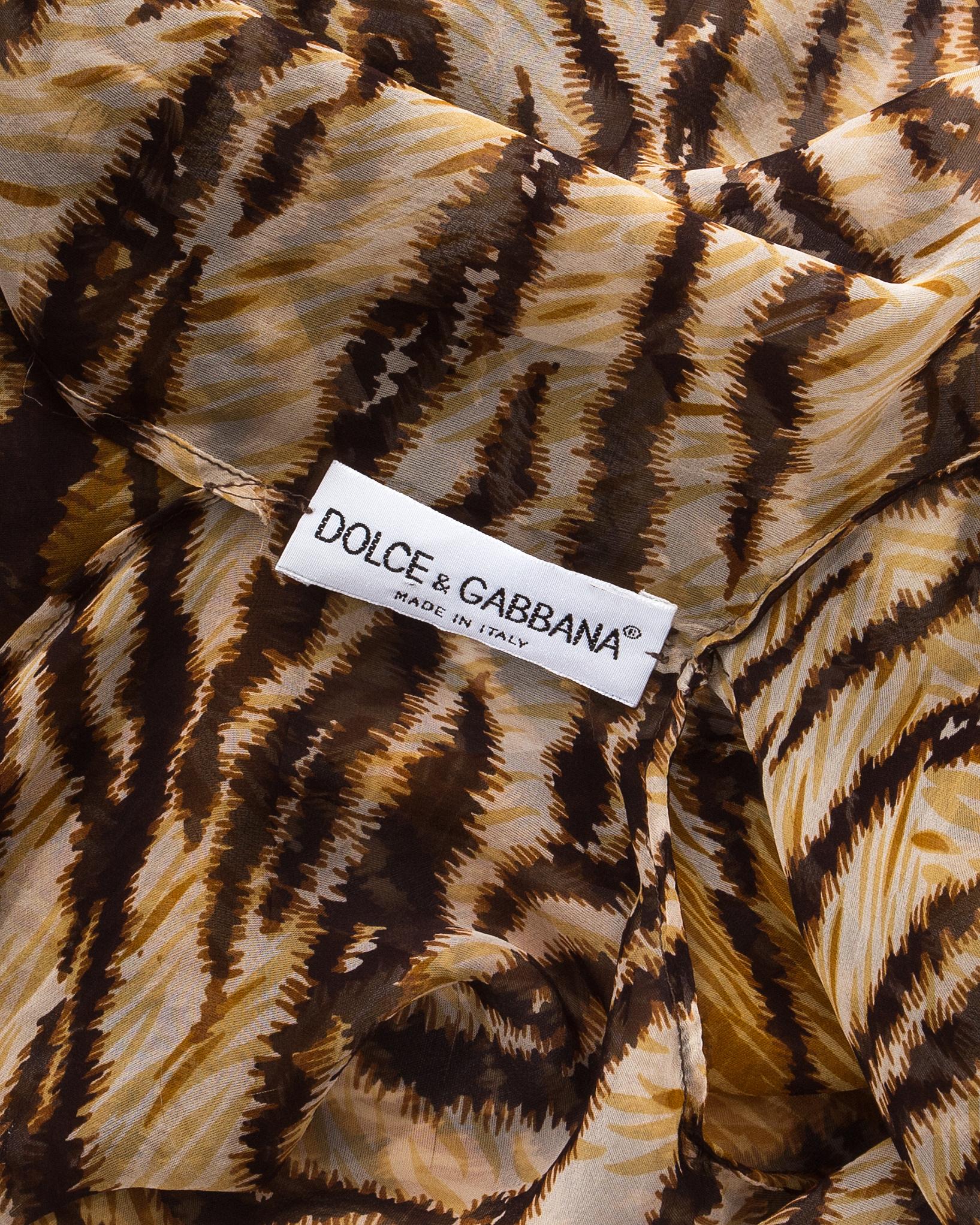 Dolce & Gabbana animal print silk chiffon hooded caftan dress, ss 1996 2