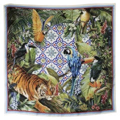 Dolce &amp;amp;amp; Gabbana - Écharpe en soie imprimée animal en multicolore