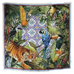 Dolce & Gabbana - Écharpe en soie imprimée animal en multicolore