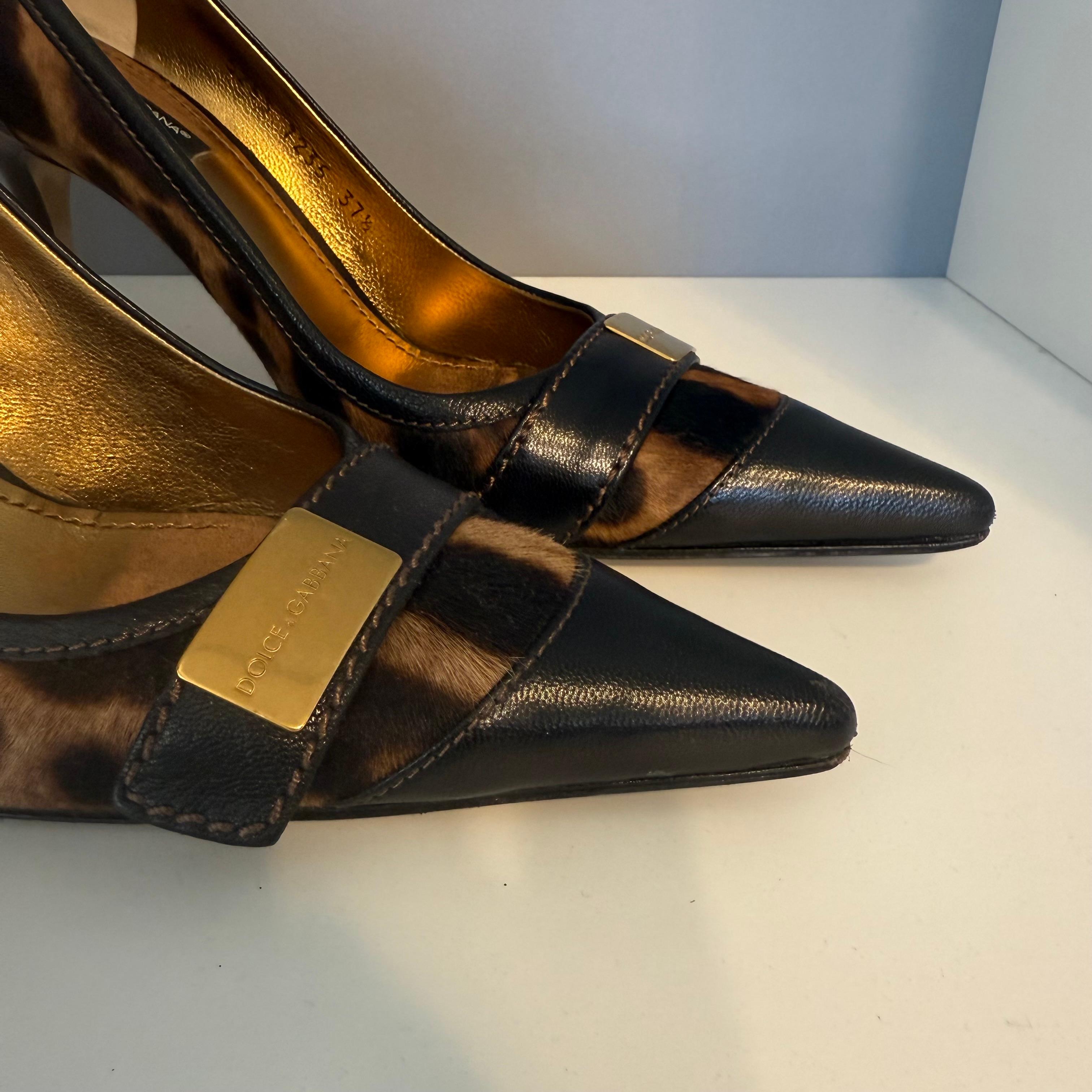 Bombas de becerro Dolce & Gabbana Animalier talla IT 37 1/2 Negro en venta