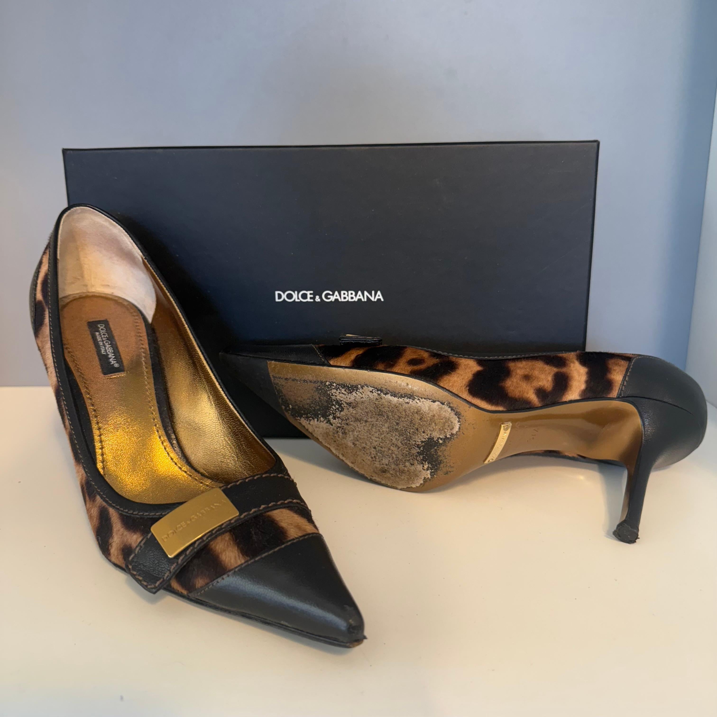 Bombas de becerro Dolce & Gabbana Animalier talla IT 37 1/2 en venta 3