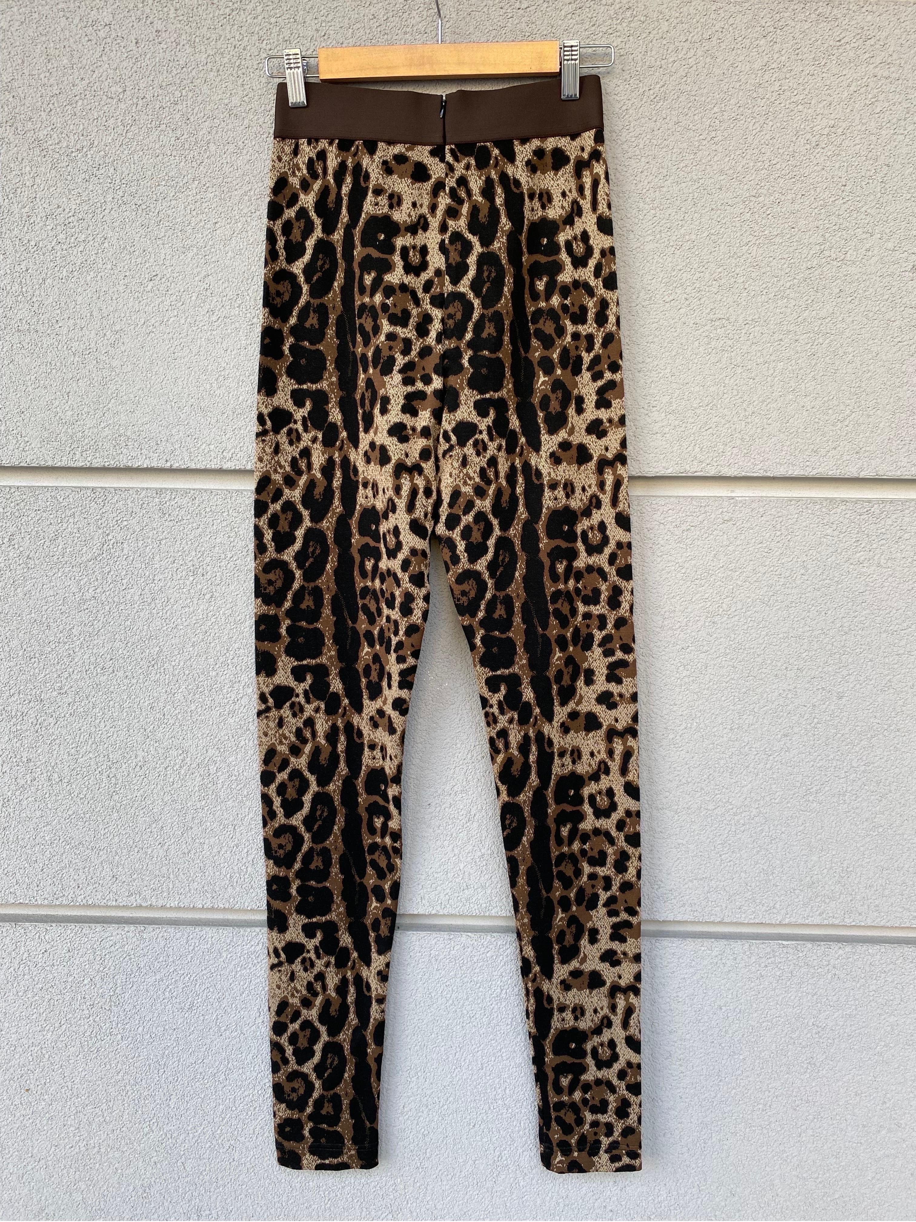 Noir Pantalon legging en jersey animalier Dolce & Gabbana en vente