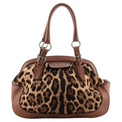 Dolce & Gabbana Animalier Shoulder Bag Leopard Print Canvas and Leather Large