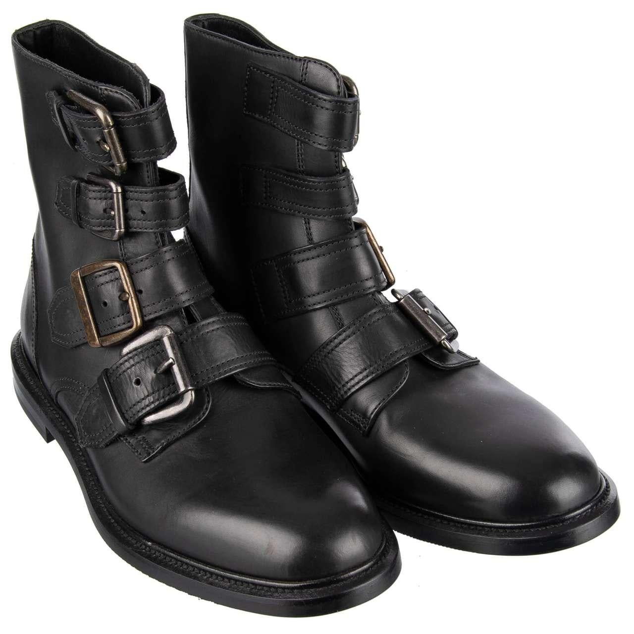 Dolce & Gabbana - Ankle Boots with Buckles MARSALA Black EUR 42 For Sale 1
