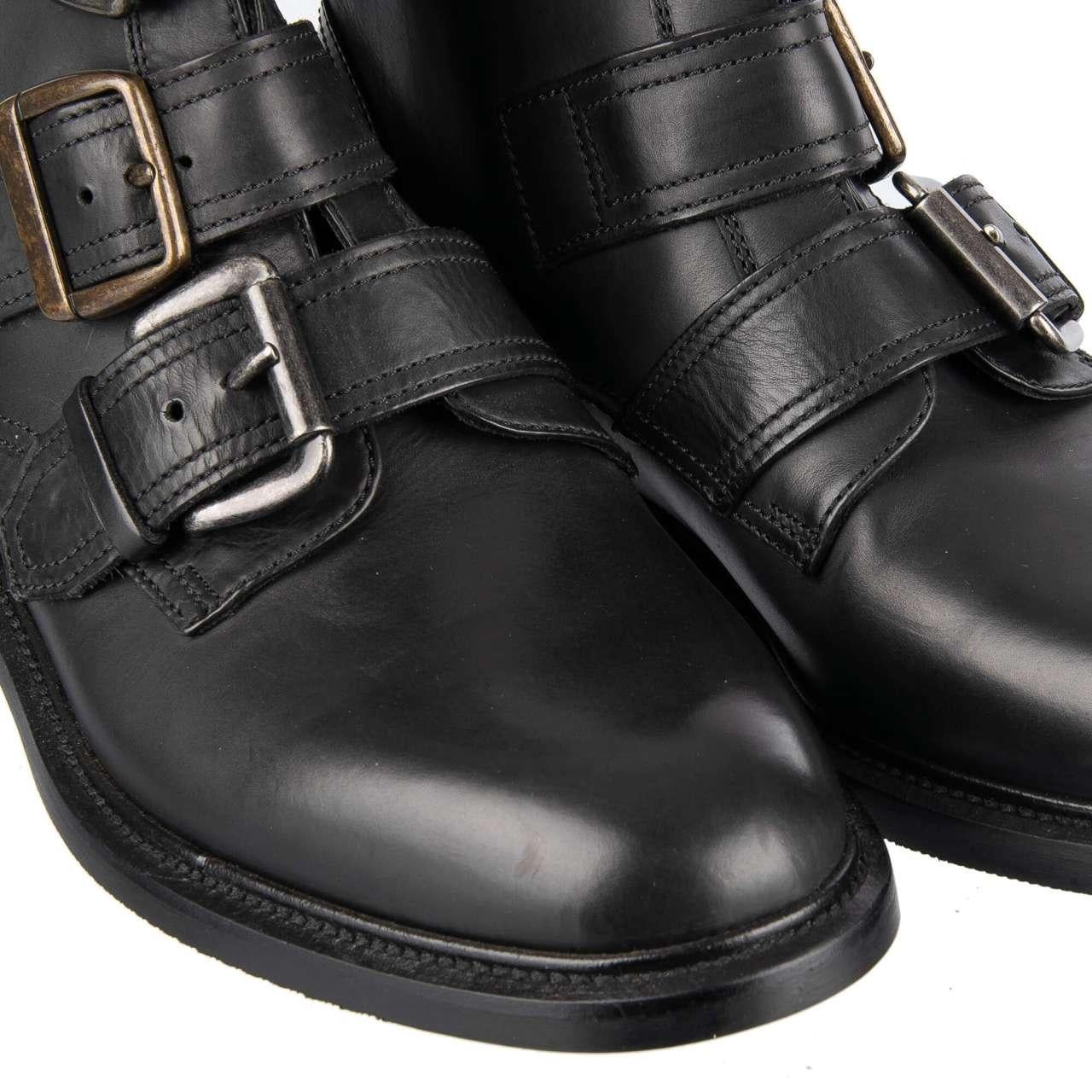 Dolce & Gabbana - Ankle Boots with Buckles MARSALA Black EUR 42 For Sale 2