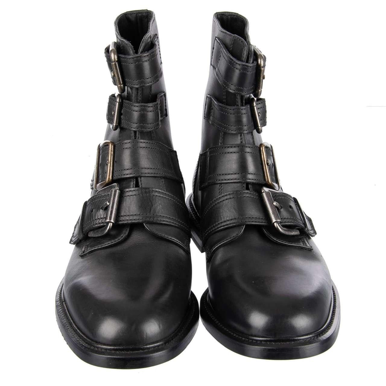 Dolce & Gabbana - Ankle Boots with Buckles MARSALA Black EUR 42 For Sale 3
