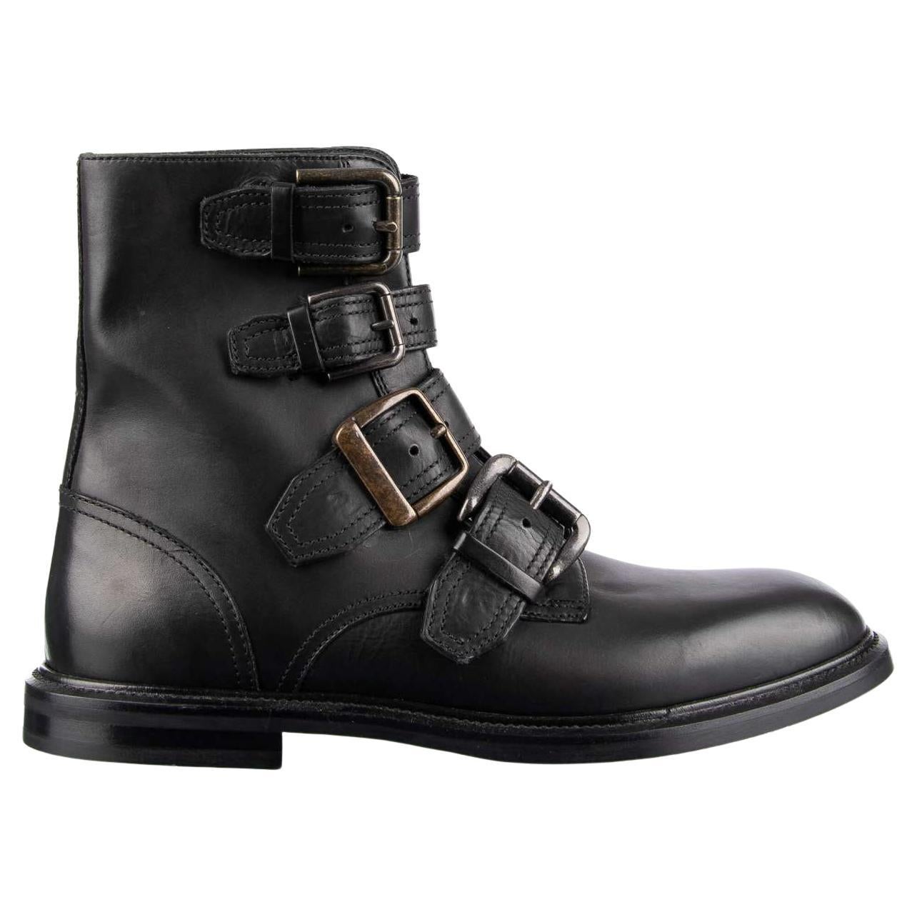 Dolce & Gabbana - Ankle Boots with Buckles MARSALA Black EUR 42 For Sale