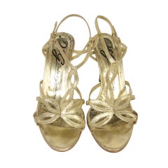 Dolce & Gabbana Ankle Strap High Heels Metallic 6 36 Gold Pumps DG-S0917P-0140