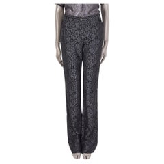 DOLCE & GABBANA anthracite grey cotton LACE STRAIGHT Pants 42 M