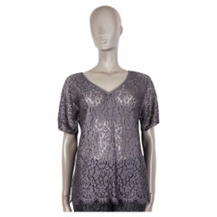 DOLCE & GABBANA anthracite grey viscose LACE SHORT SLEEVE Blouse Shirt 42 M