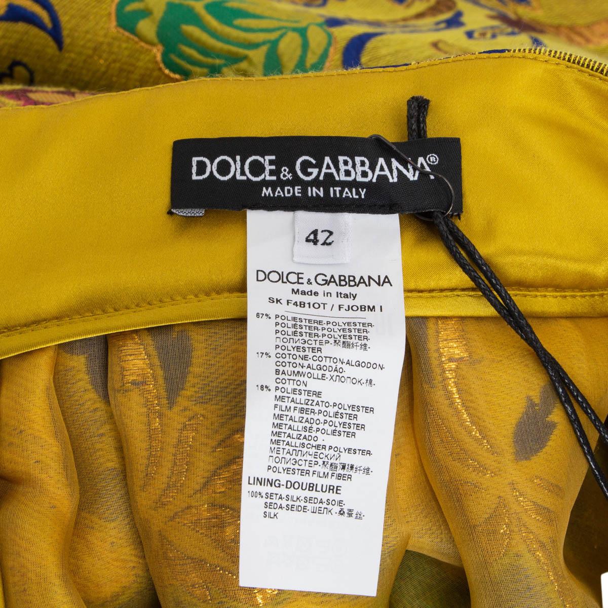 DOLCE & GABBANA antique gold FLORAL BROCADE MAXI Skirt 42 M In Excellent Condition In Zürich, CH