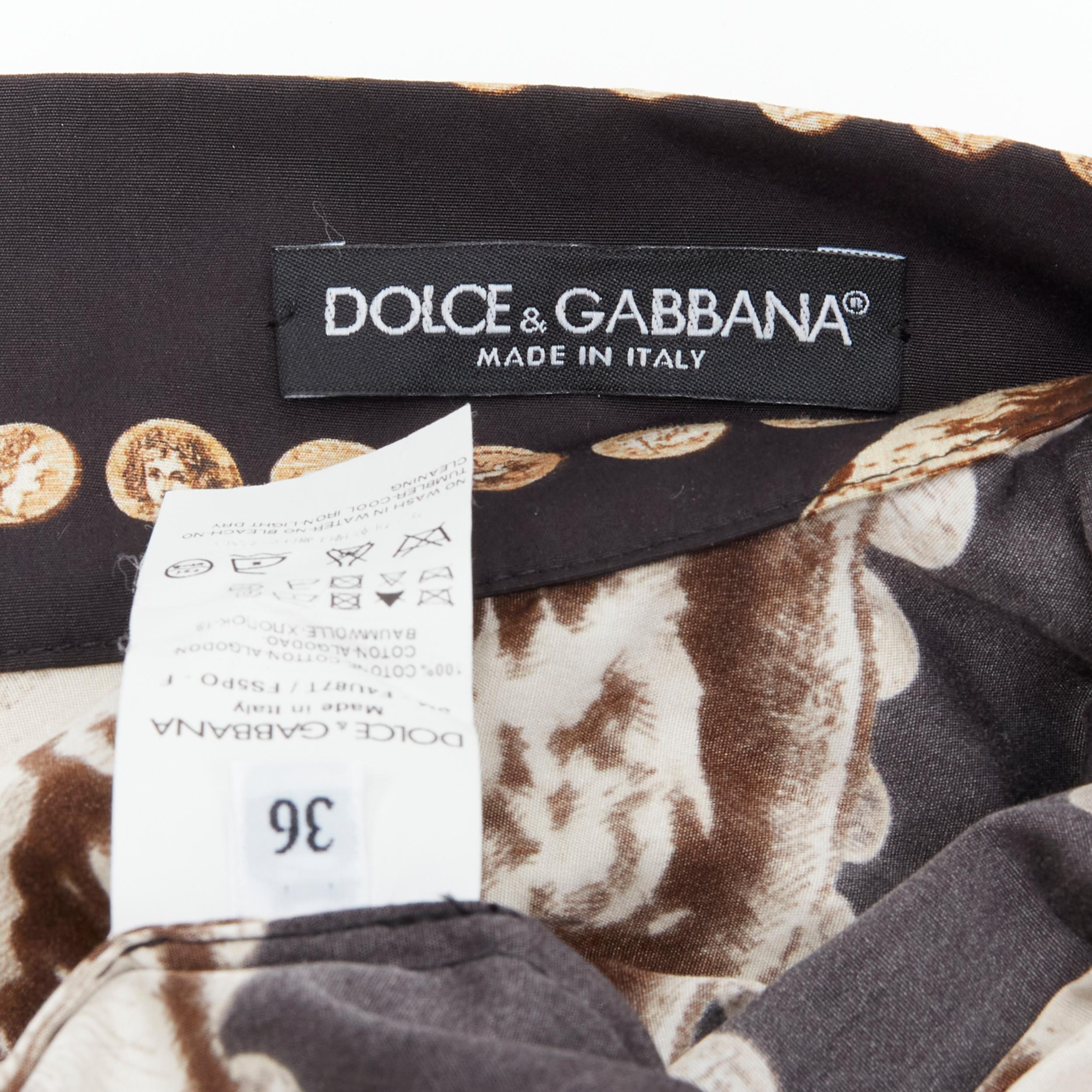 DOLCE GABBANA Antique Roman medallion coin black cotton flared skirt IT36 XS For Sale 4