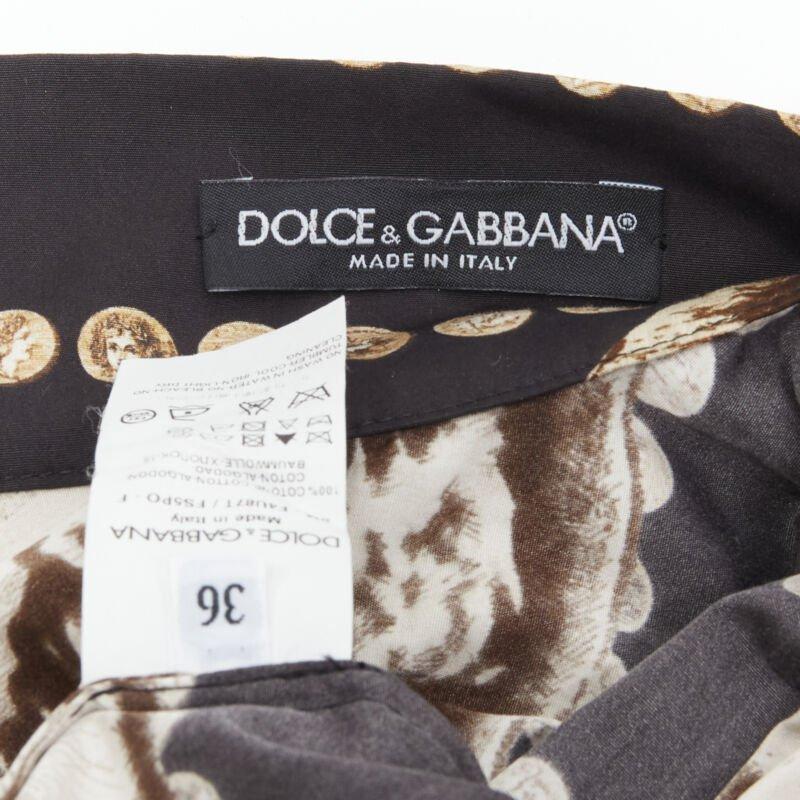 DOLCE GABBANA Jupe évasée en coton noir avec médaillon romain antique IT36 XS en vente 6
