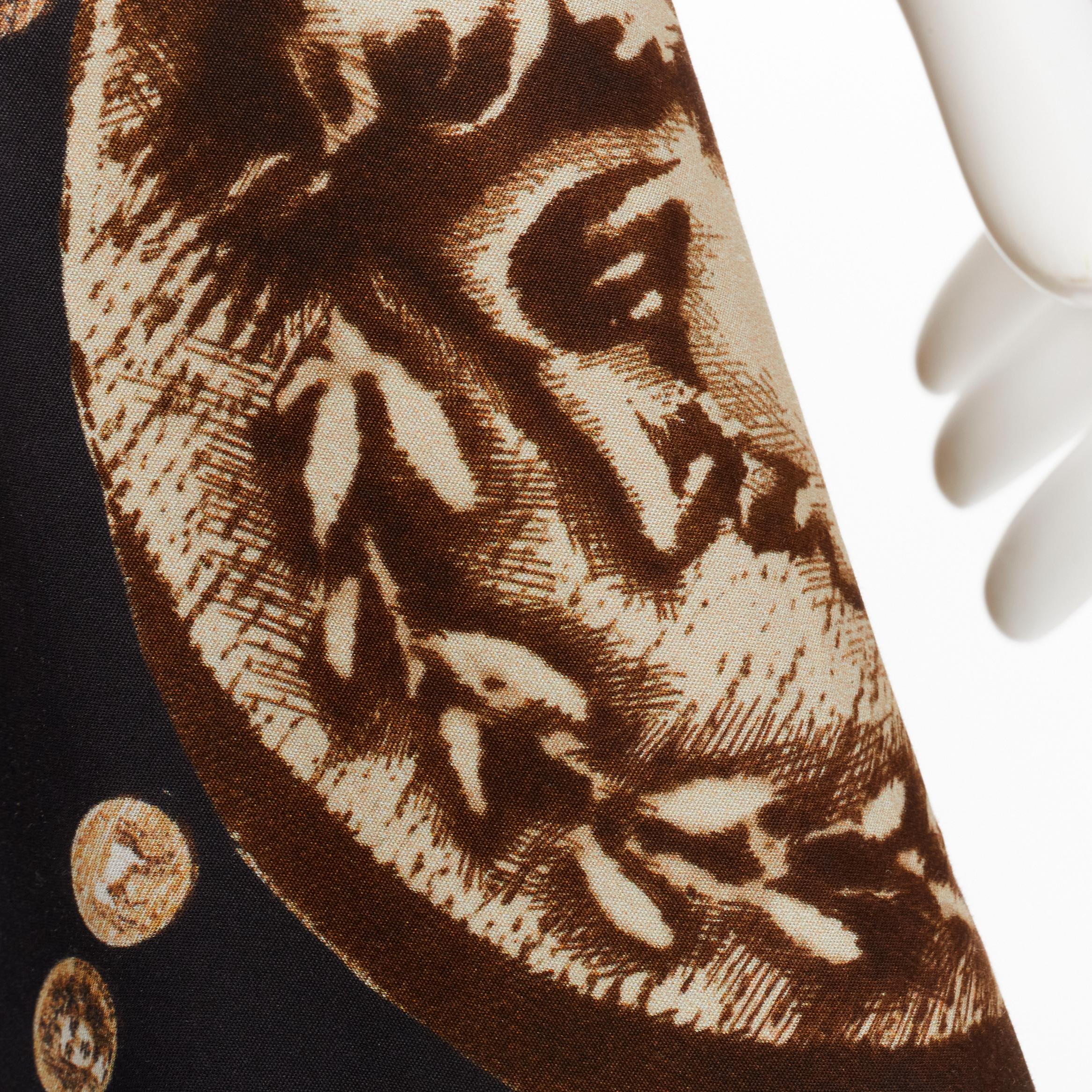 DOLCE GABBANA Antique Roman medallion coin black cotton flared skirt IT36 XS For Sale 2