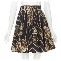 DOLCE GABBANA Antique Roman medallion coin black cotton flared skirt IT36 XS